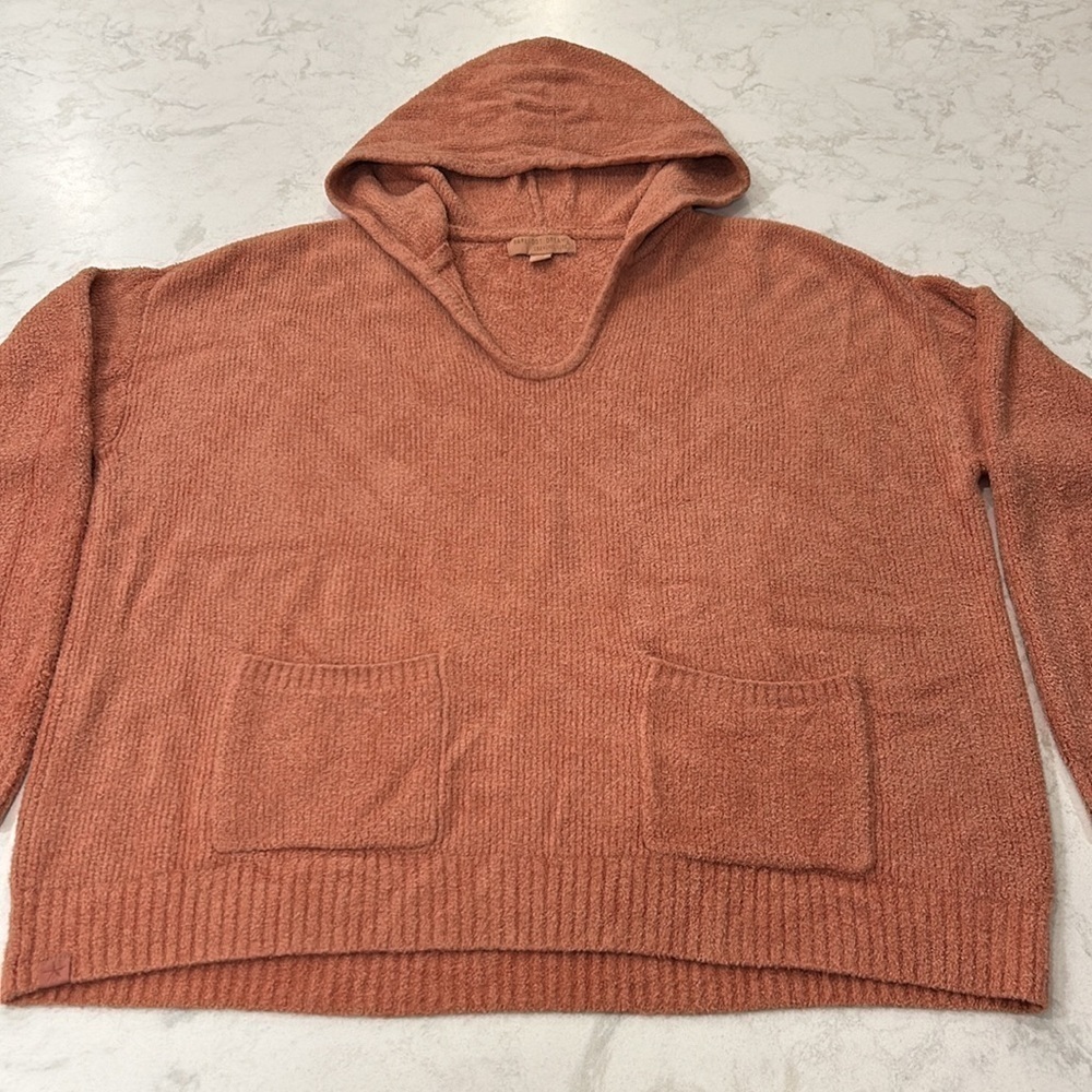Barefoot Dreams CozyChic Lite Patch Pocket Hooded Pullover Amber Glow 1X - Picture 4 of 10